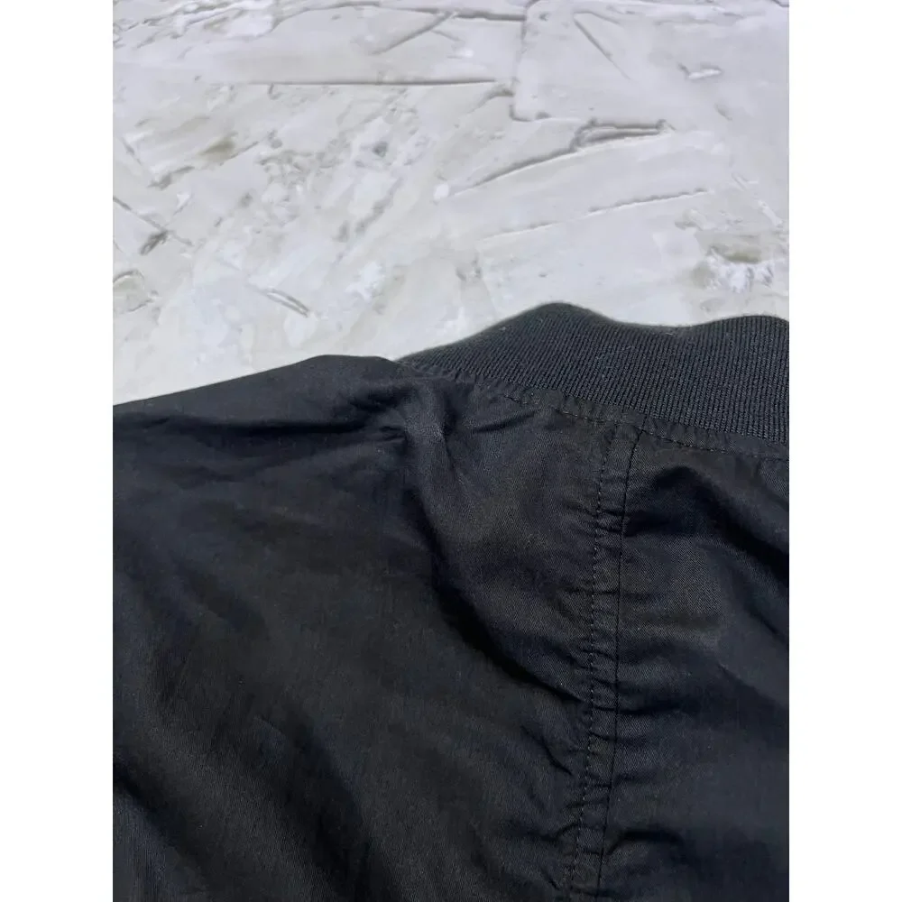 AllSaints Bassett Bomber Jacke SIZE L Black Ruched Back Lightweight Pockets NWOT